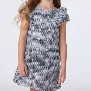 Janie & Jack The Uptown Tweed Navy Blue White Dress Size 4